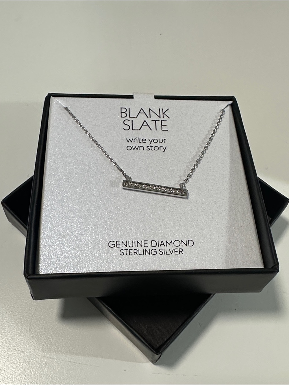 🐛 NWT RH Macy & Co Genuine Diamond Sterling Silver Blank Slate Necklace